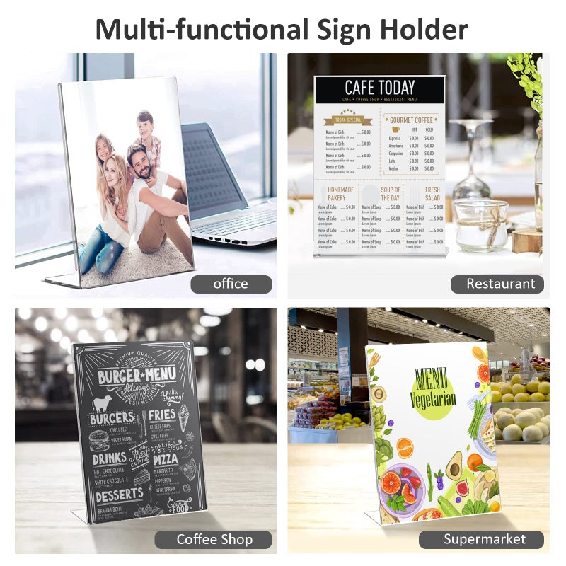 Ludery 8.5x11 Inches Acrylic Sign Slant Back Holder, Plastic Display Stand,Brochure Holder, Table Top Sign Holder For Office, Home, Store, Restaurant (8pack) - Image 5